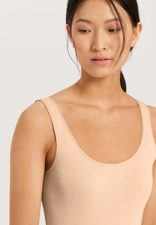 The Cotton Seamless-Tank Top By HANRO in Beige
