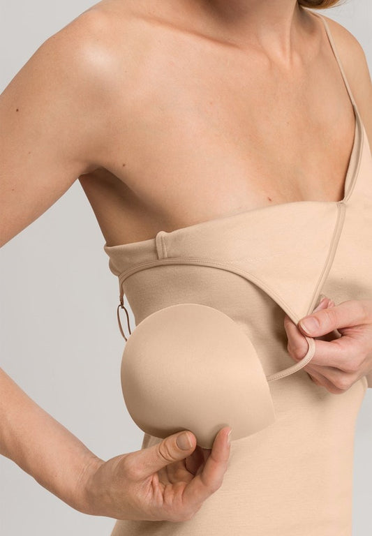 The Cotton Seamless-Spaghetti Top Padded By Hanro in Beige
