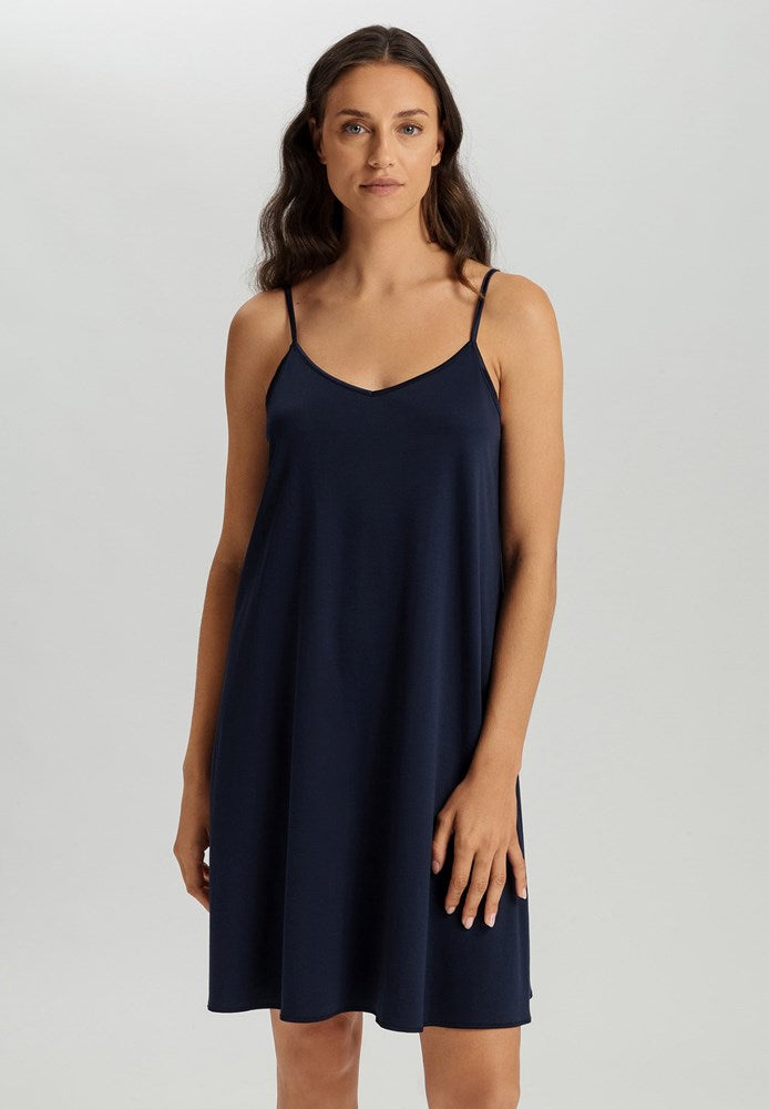 The Cotton Silk-Spaghetti Dress 95Cm By Hanro in Deep Navy