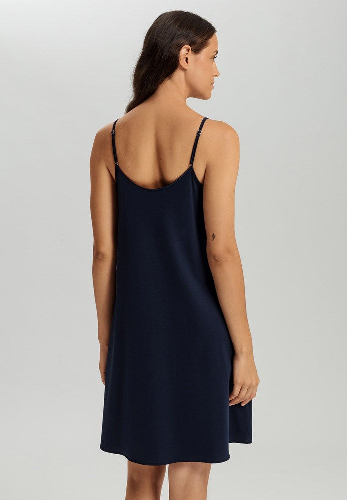 The Cotton Silk-Spaghetti Dress 95Cm By Hanro in Deep Navy