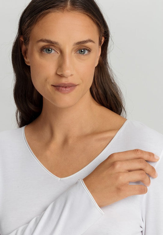 The Cotton Silk-L/Slv Pajama By Hanro in White