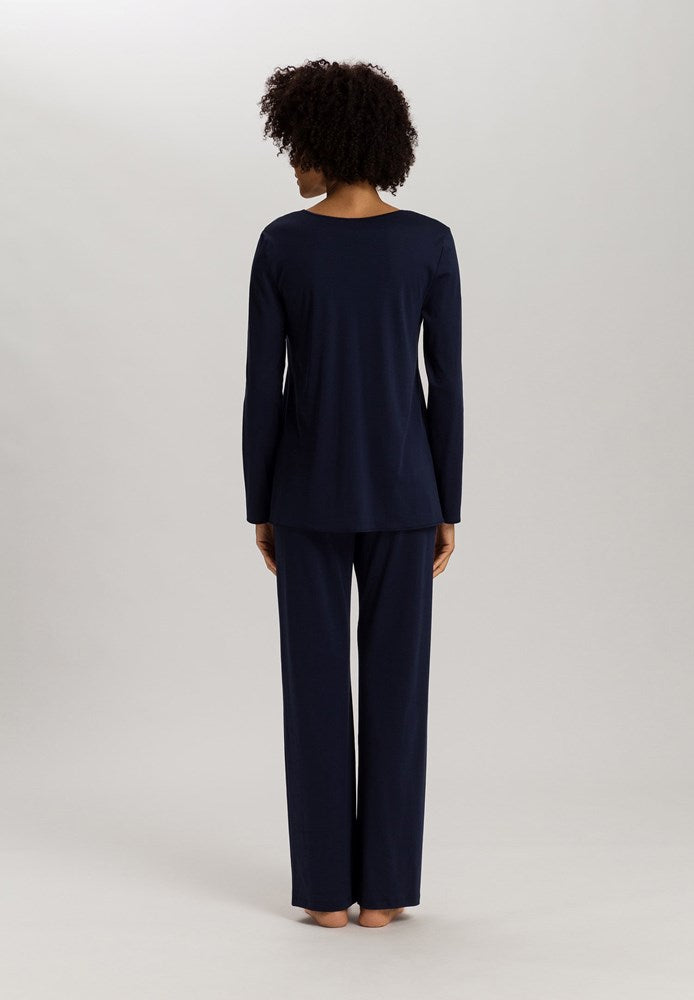 The Cotton Silk-L/Slv Pajama By Hanro in Deep Navy
