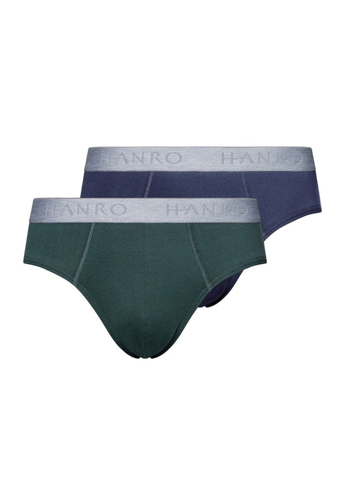 The Cotton Essentials-Briefs 2Pack By Hanro In Herbal Tea/Vintage Indigo