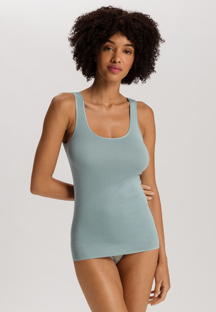 The Cotton Seamless-Tank Top By Hanro In Tourmaline Blue