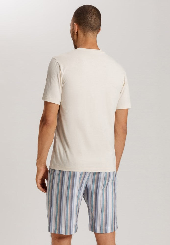 The Living Shirts-S/Slv Shirt V-Neck By Hanro In Warm Sand