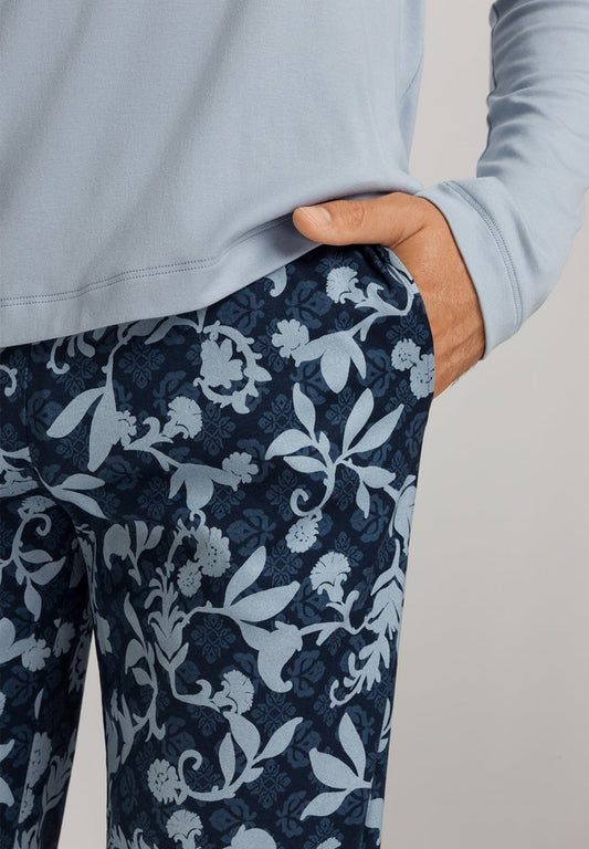 The Night & Day-L/Slv Pajama By Hanro In Night Blue Tiles