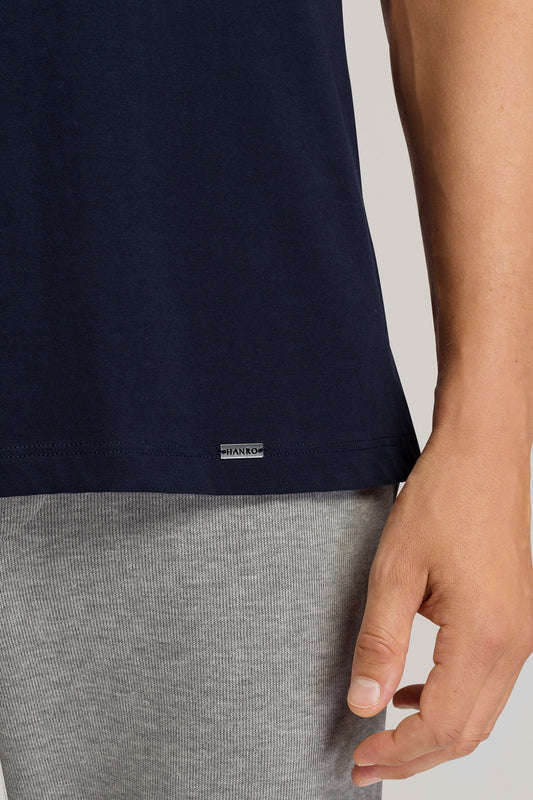 The Short Sleeve Living Shirt By HANRO In Deep Navy