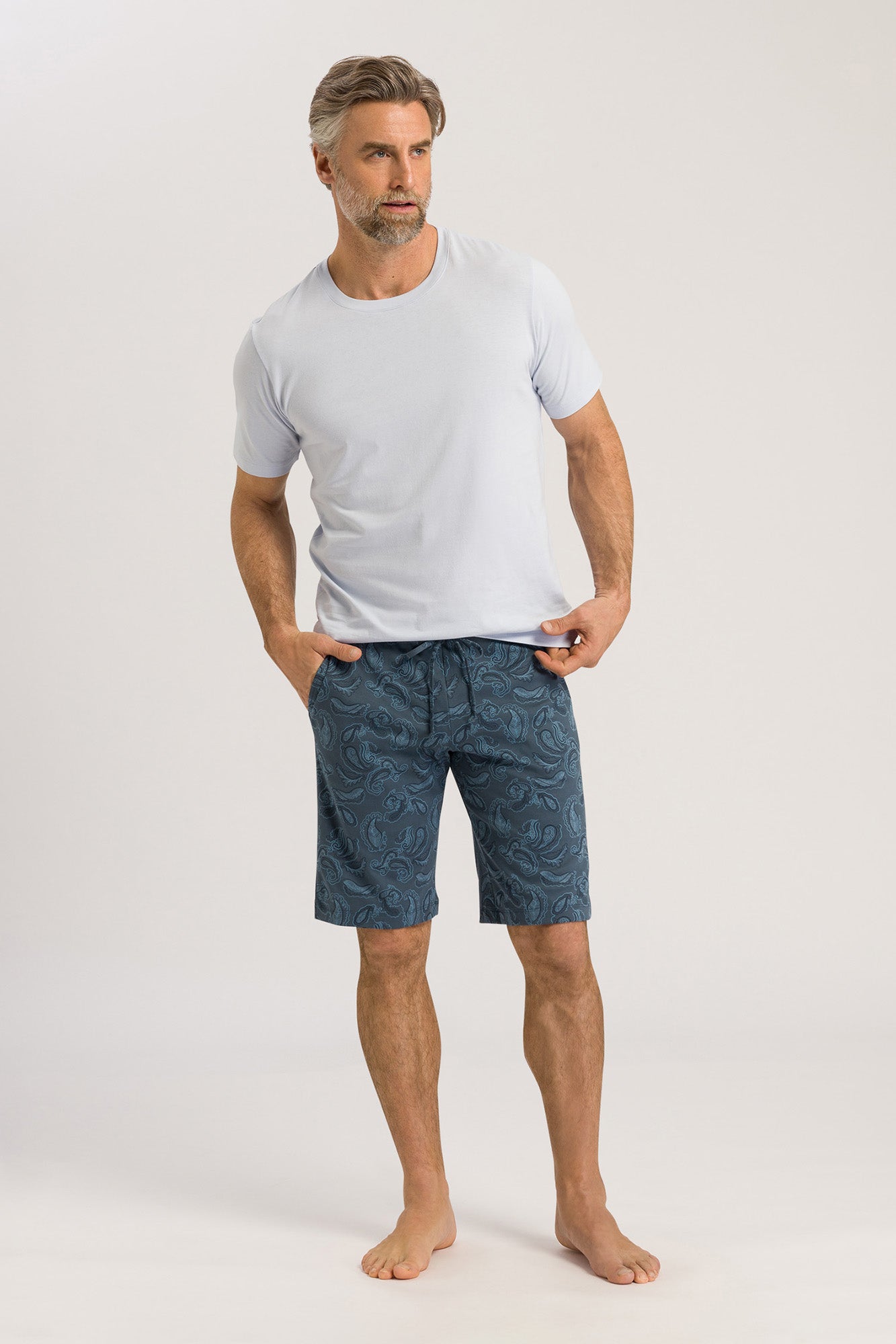 The Night & Day Short Pants By HANRO In Aqua Paisley