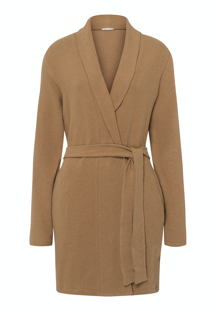 Cardigan with Tie Belt in Walnut | HANRO