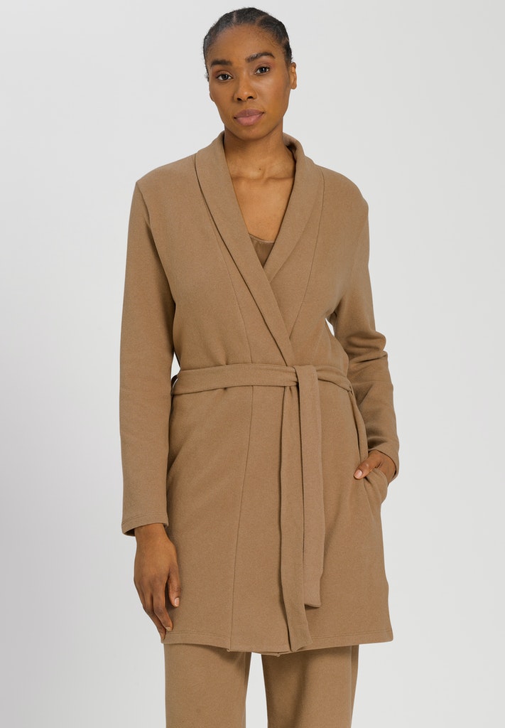 Cardigan with Tie Belt in Walnut | HANRO