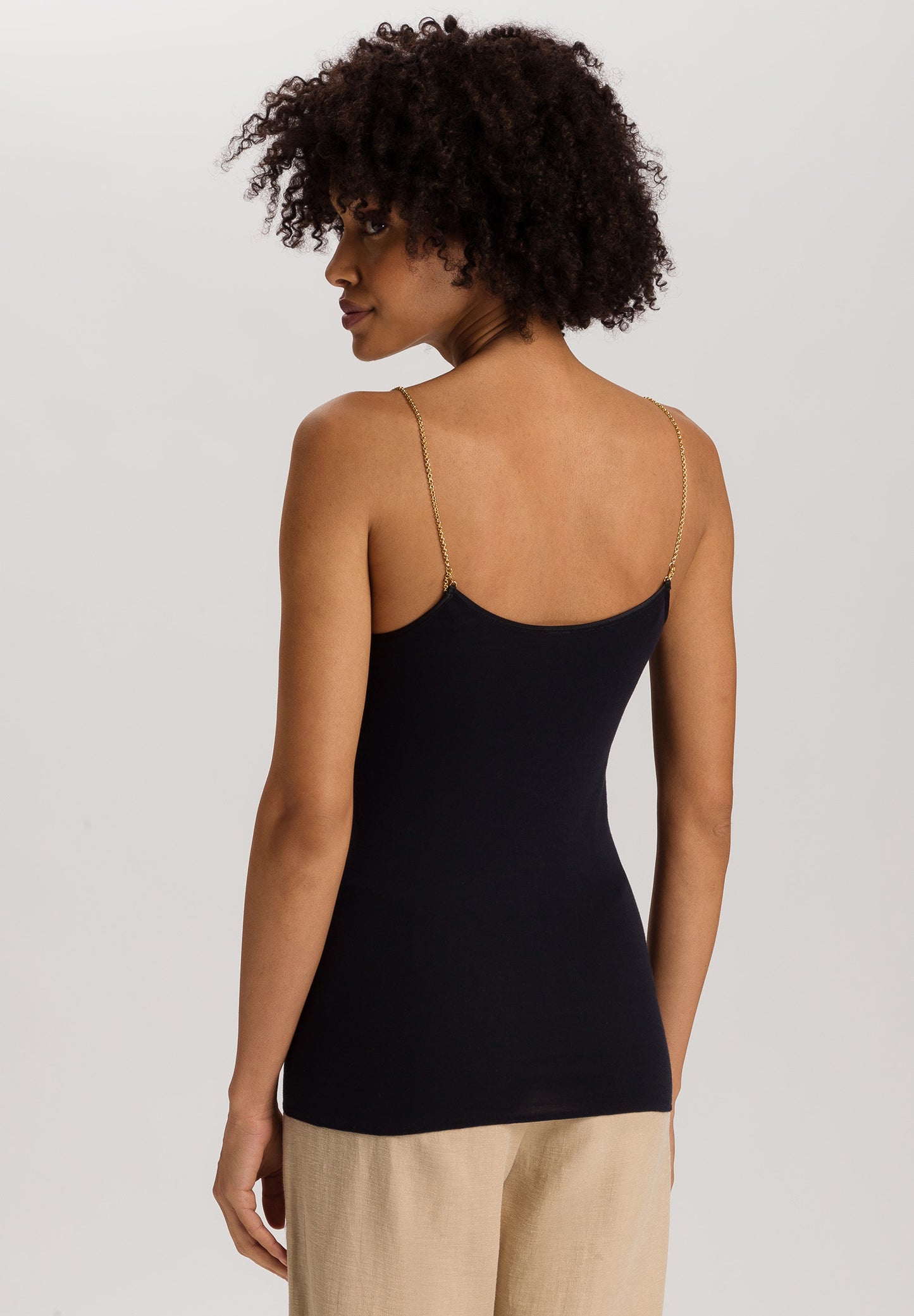 The Cotton Seamless-Spaghetti Top By Hanro in Black