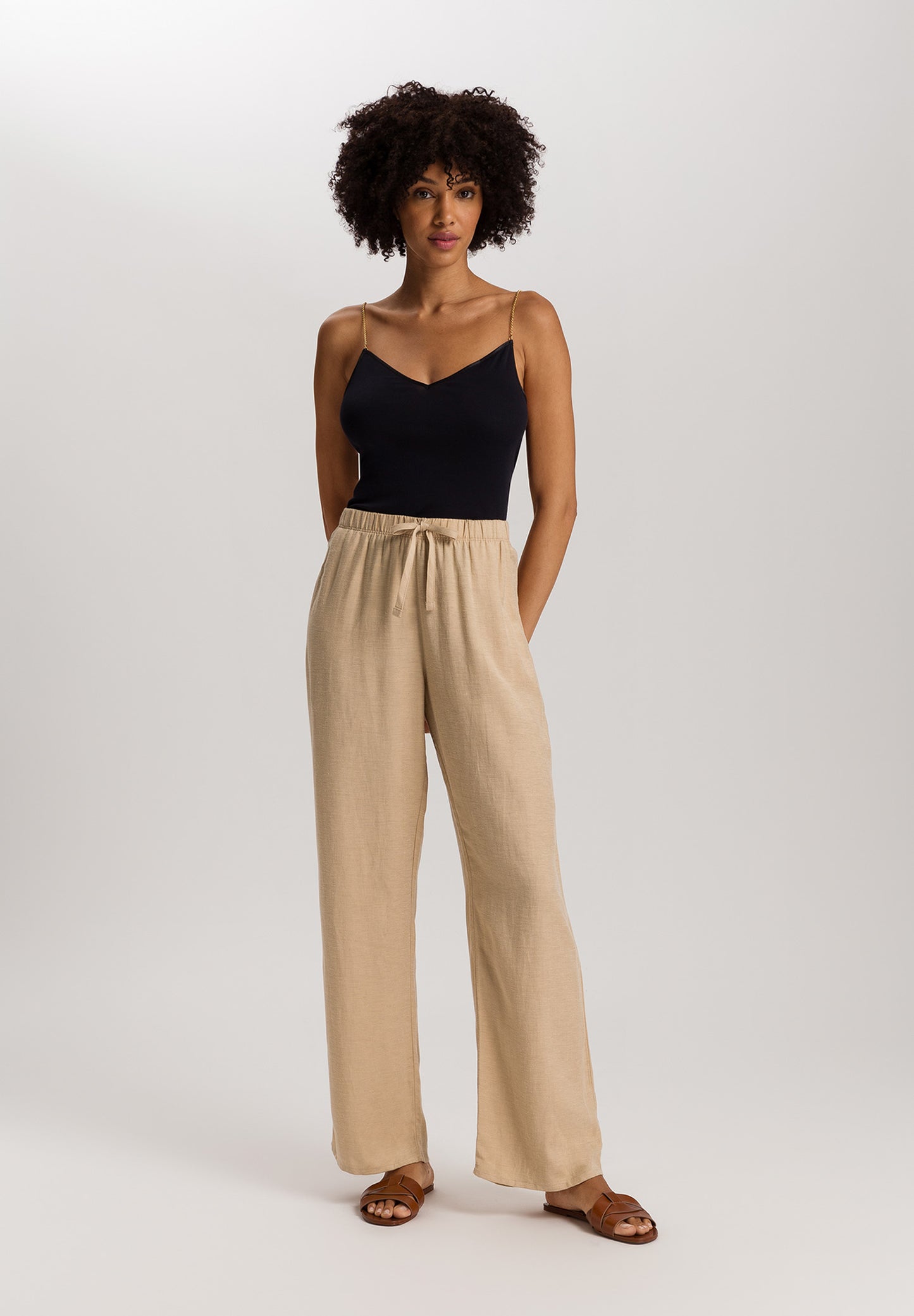 The Cotton Seamless-Spaghetti Top By Hanro in Black