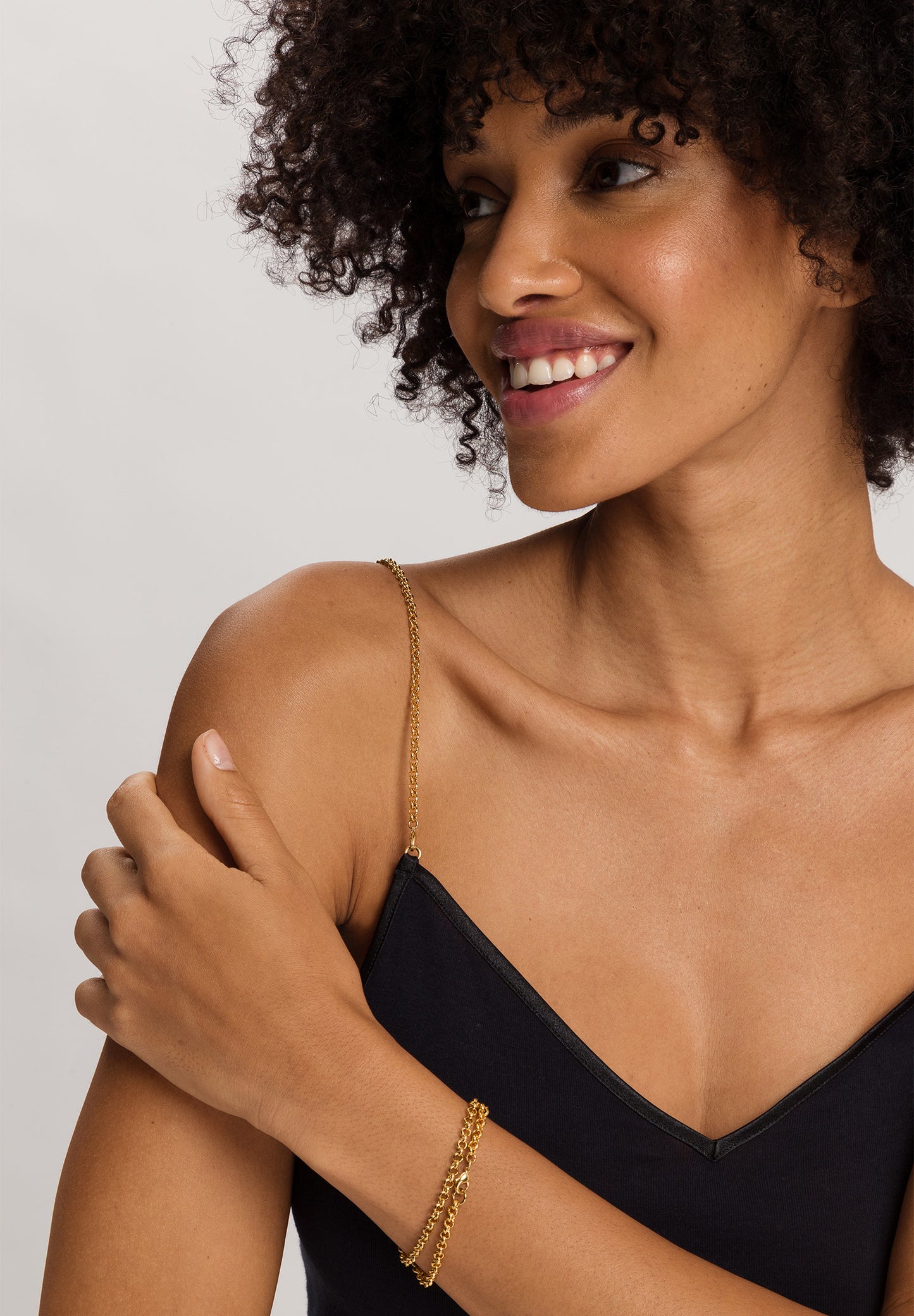The Cotton Seamless-Spaghetti Top By Hanro in Black
