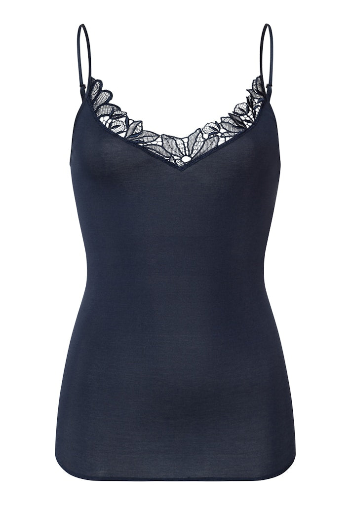 The Belina-Spaghetti Top By Hanro In Deep Navy