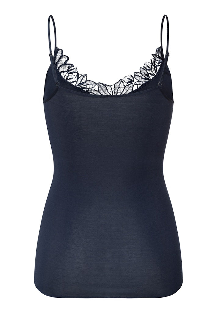 The Belina-Spaghetti Top By Hanro In Deep Navy
