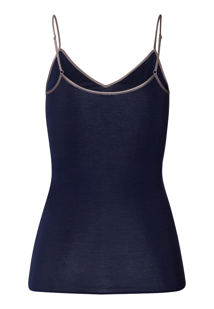 The Cotton Seamless-Spaghetti Top By Hanro in Deep Navy