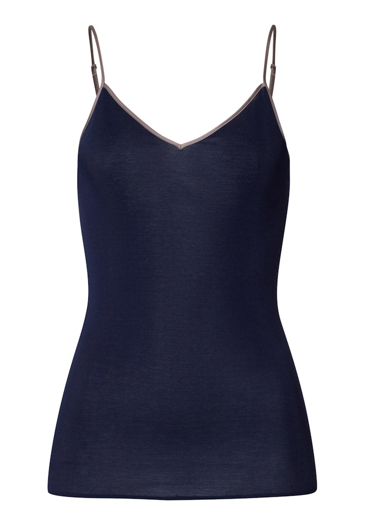 The Cotton Seamless-Spaghetti Top By Hanro in Deep Navy