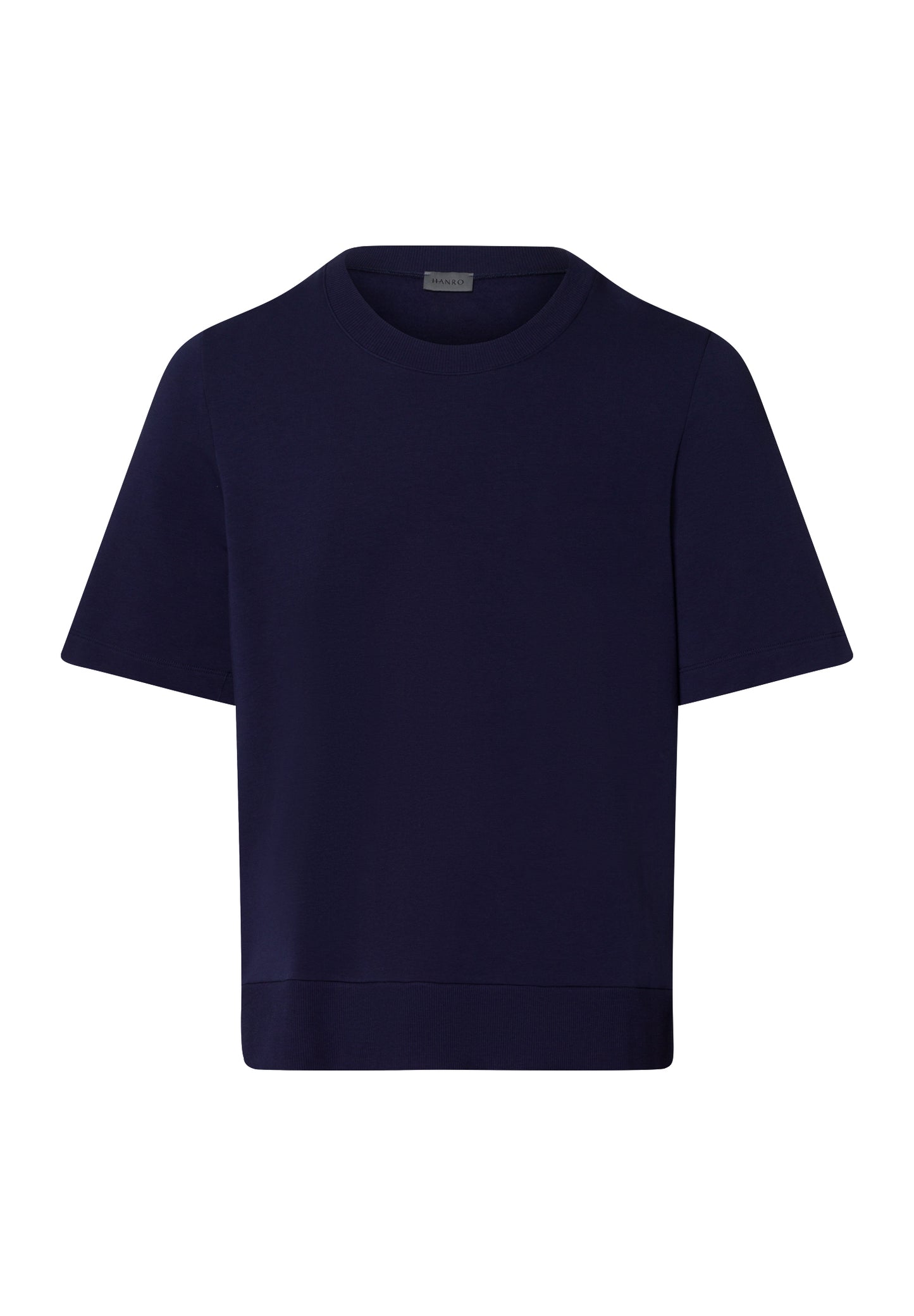 The Micro Touch-Short Sleeve Sweatshirt By Hanro in Deep Navy