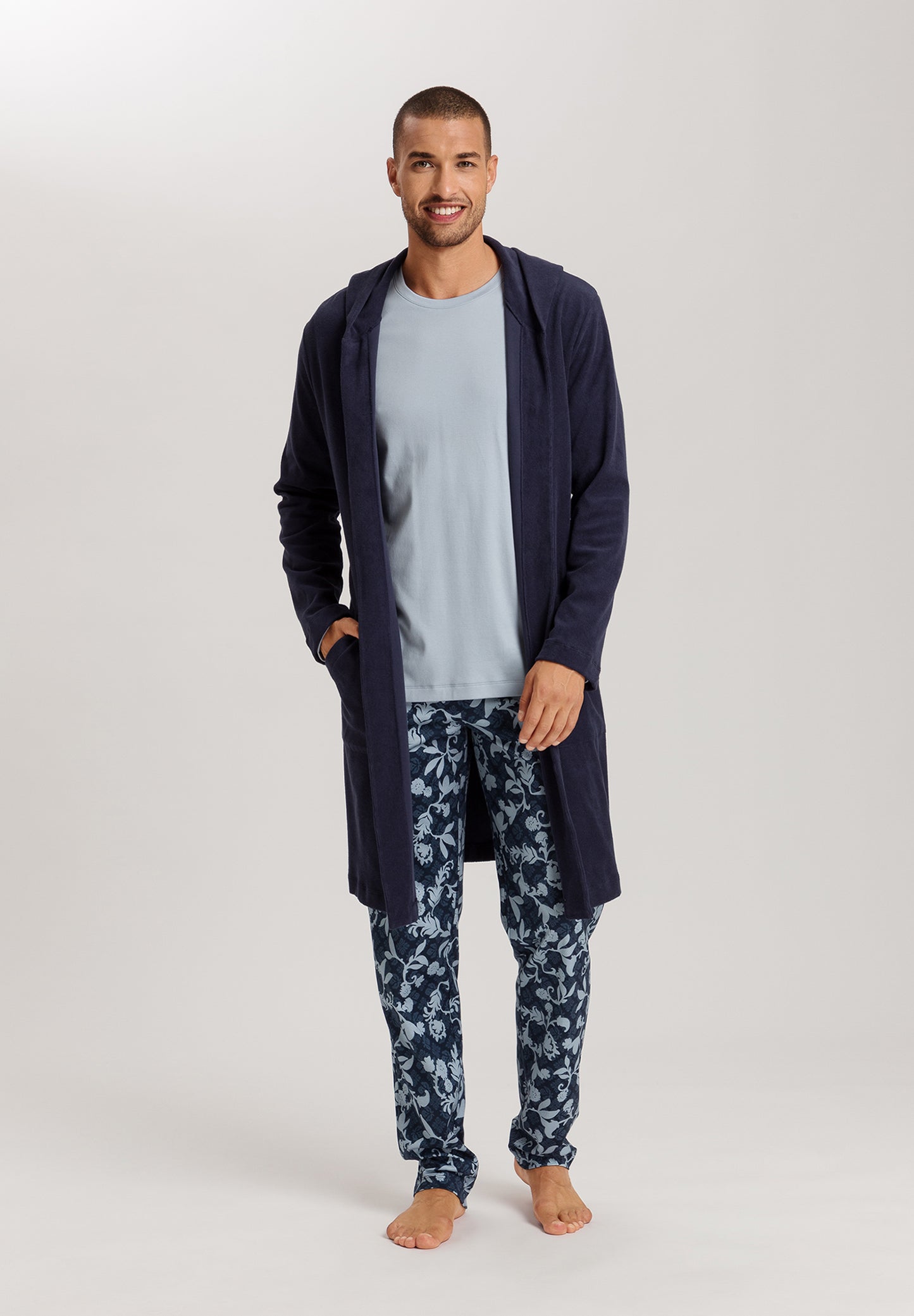 The Night & Day-Robe By Hanro In Deep Navy