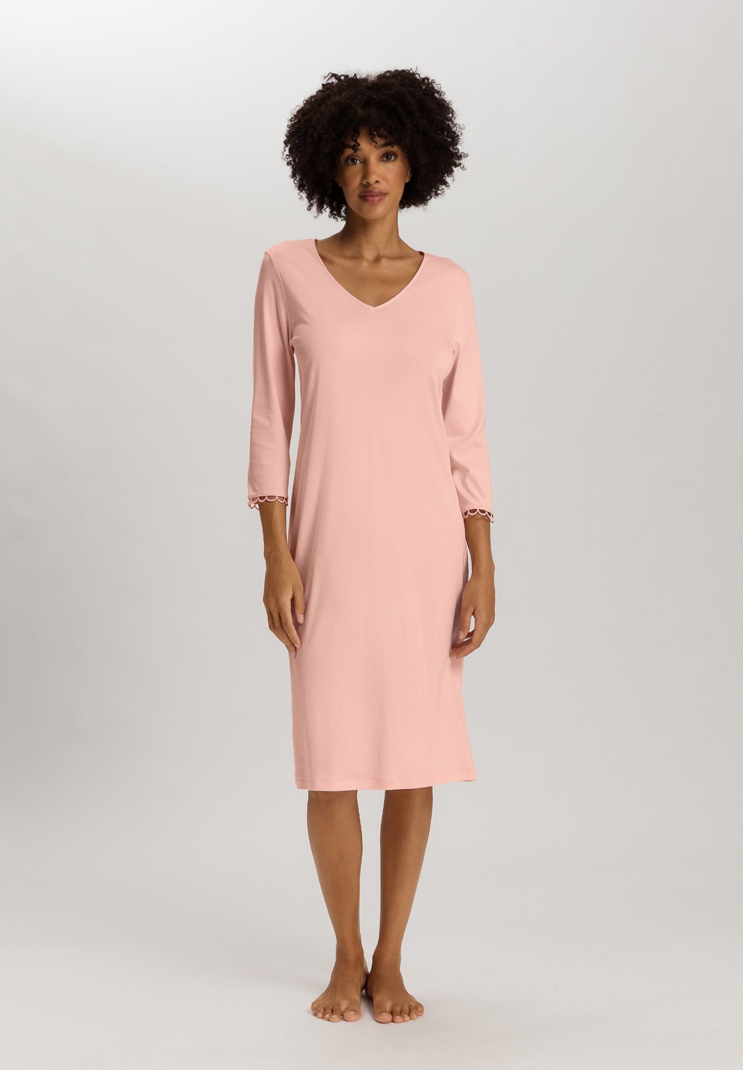 The Anouk-3/4 Slv Nightdress 110cm By Hanro in Pink Blaze