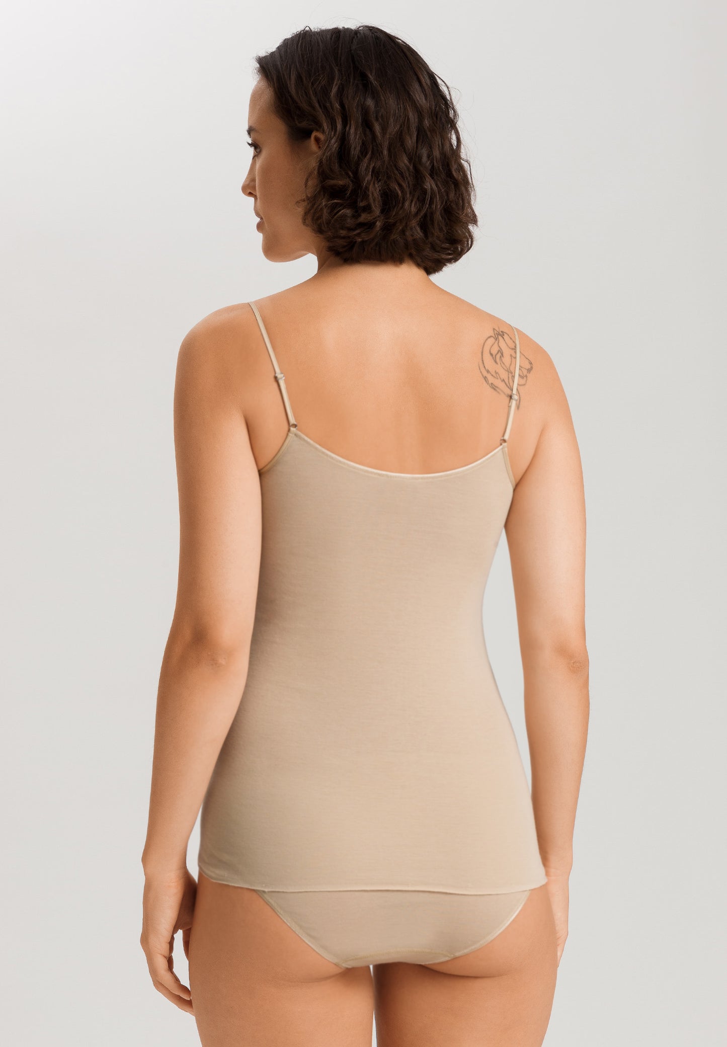 The Cotton Seamless-Spaghetti Top By Hanro in Iced Cappuccino