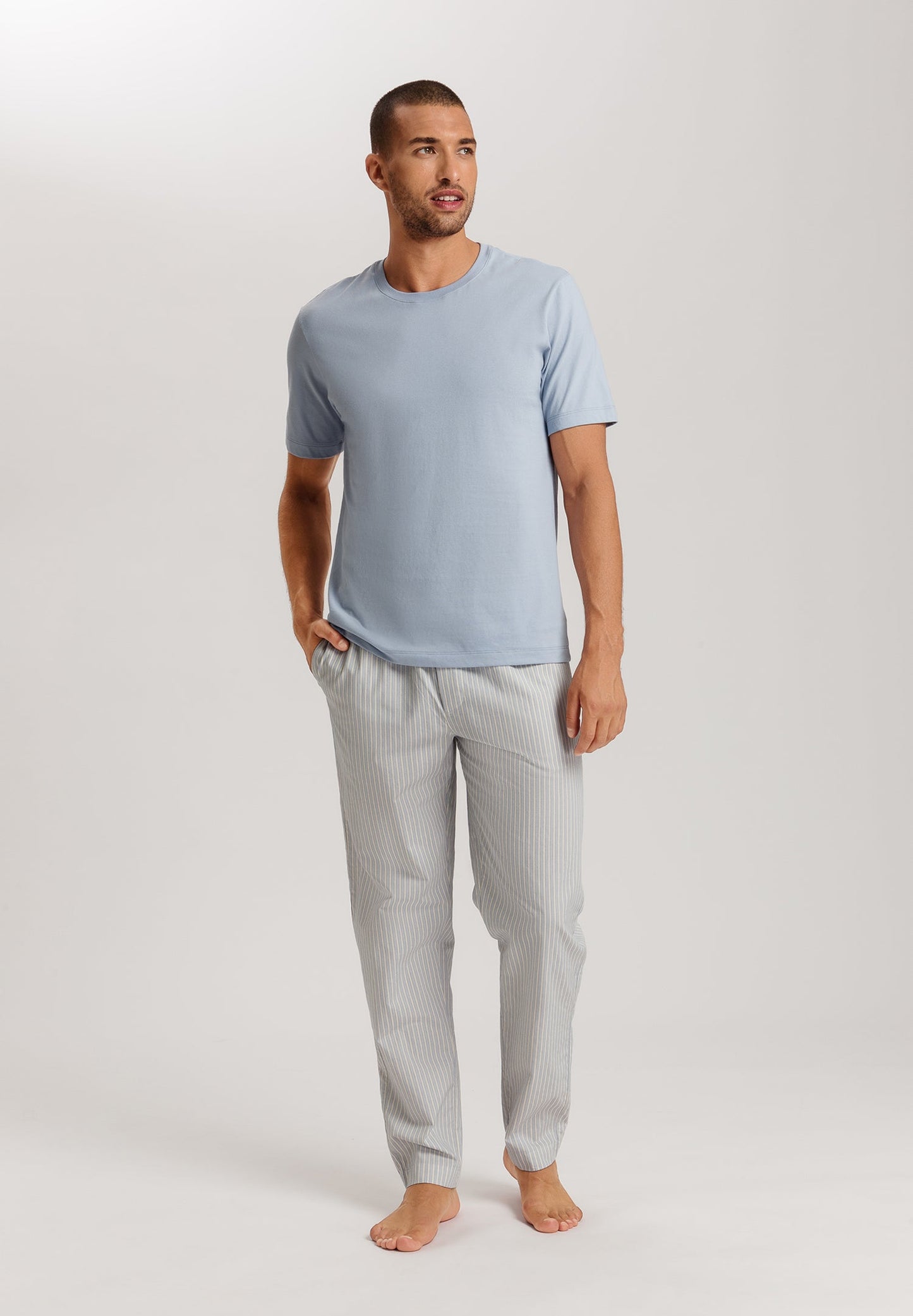 The Night & Day-Long Pants By Hanro In Light Stripe