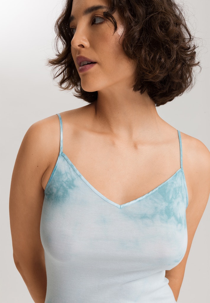 The Cotton Seamless-Spaghetti Top By Hanro in Ocean Tie Dye