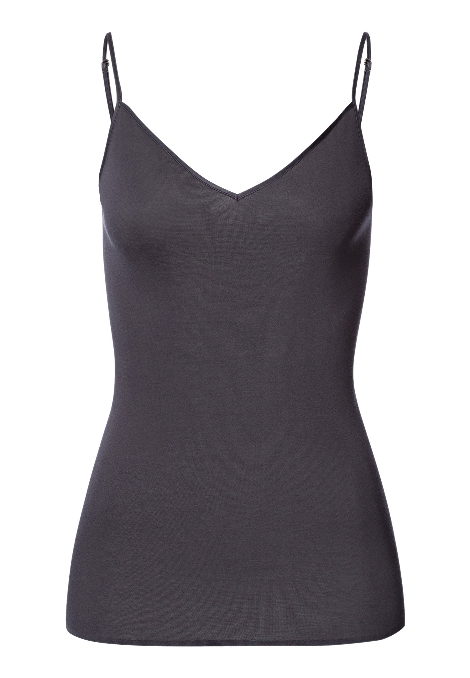 The Cotton Seamless-Spaghetti Top By Hanro in Black Pearl
