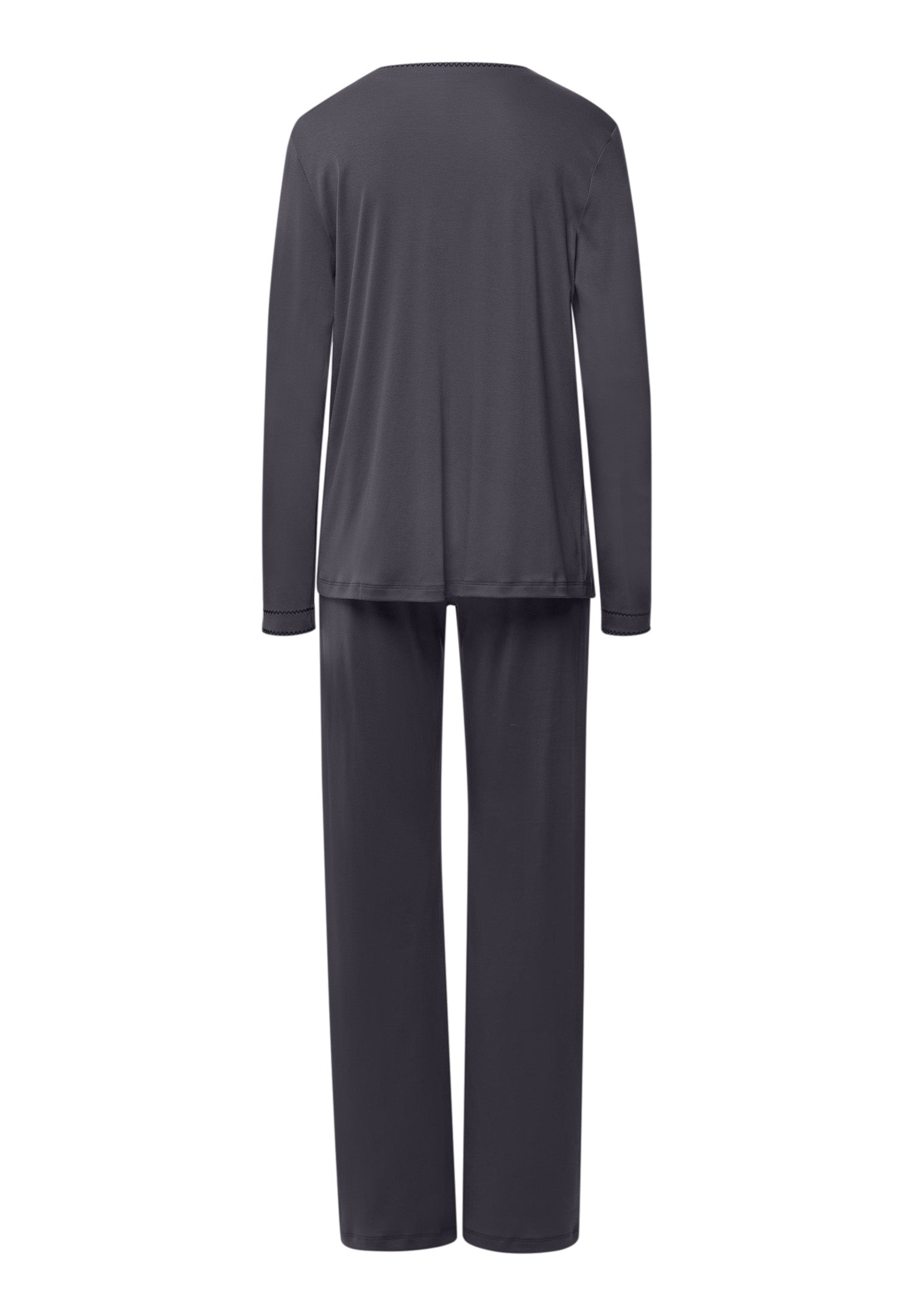 The Una Long Sleeve Pajama By Hanro in Black Pearl
