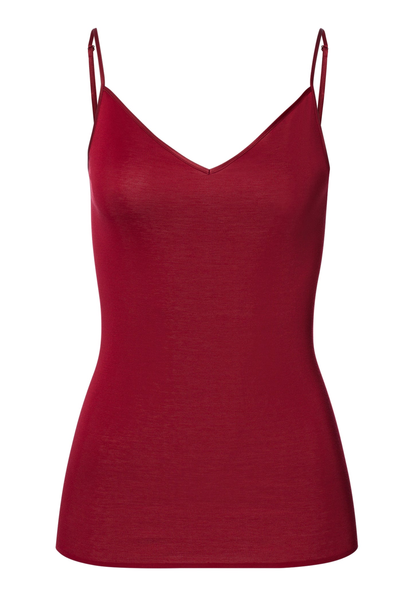 The Cotton Seamless-Spaghetti Top By Hanro in Red Dahlia