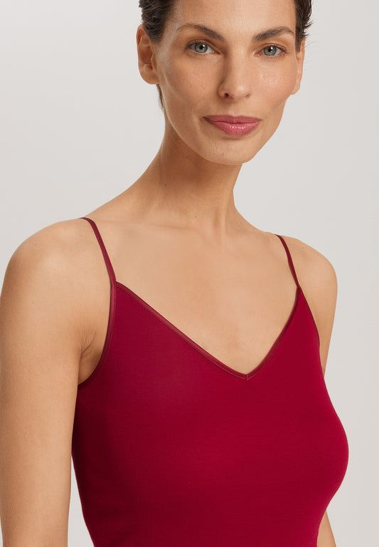 The Cotton Seamless-Spaghetti Top By Hanro in Red Dahlia