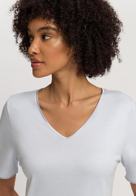 The Cotton Silk-S/Slv Nightdress 90Cm By Hanro in Powder Blue