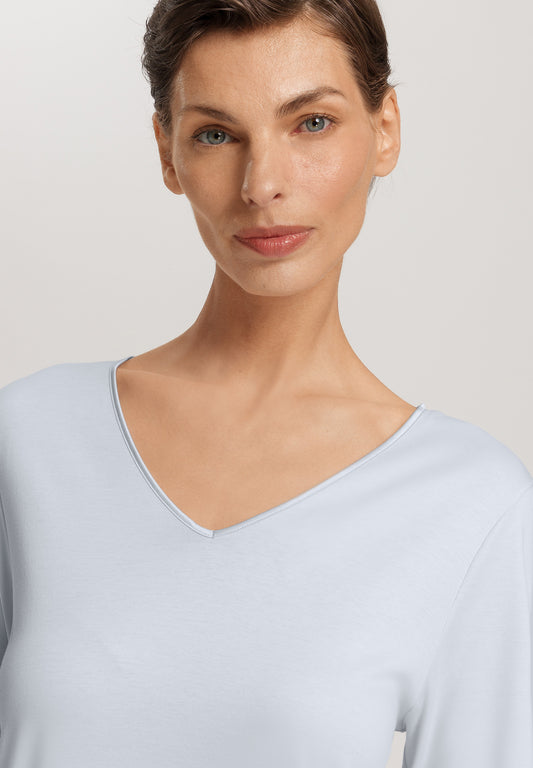 The Cotton Silk-L/Slv Nightdress 100Cm By Hanro in Powder Blue