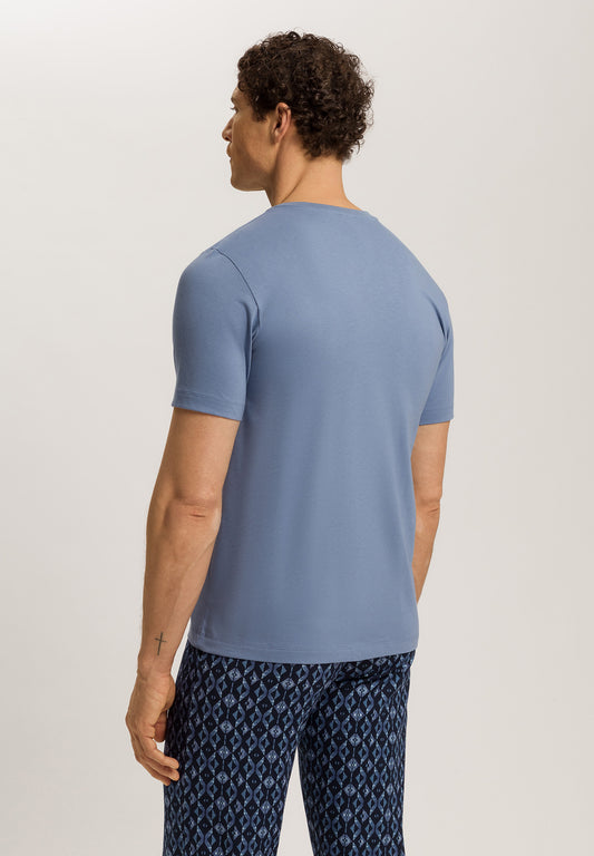 The Living Shirts-S/Slv Shirt V-Neck By Hanro in Dusky Aqua