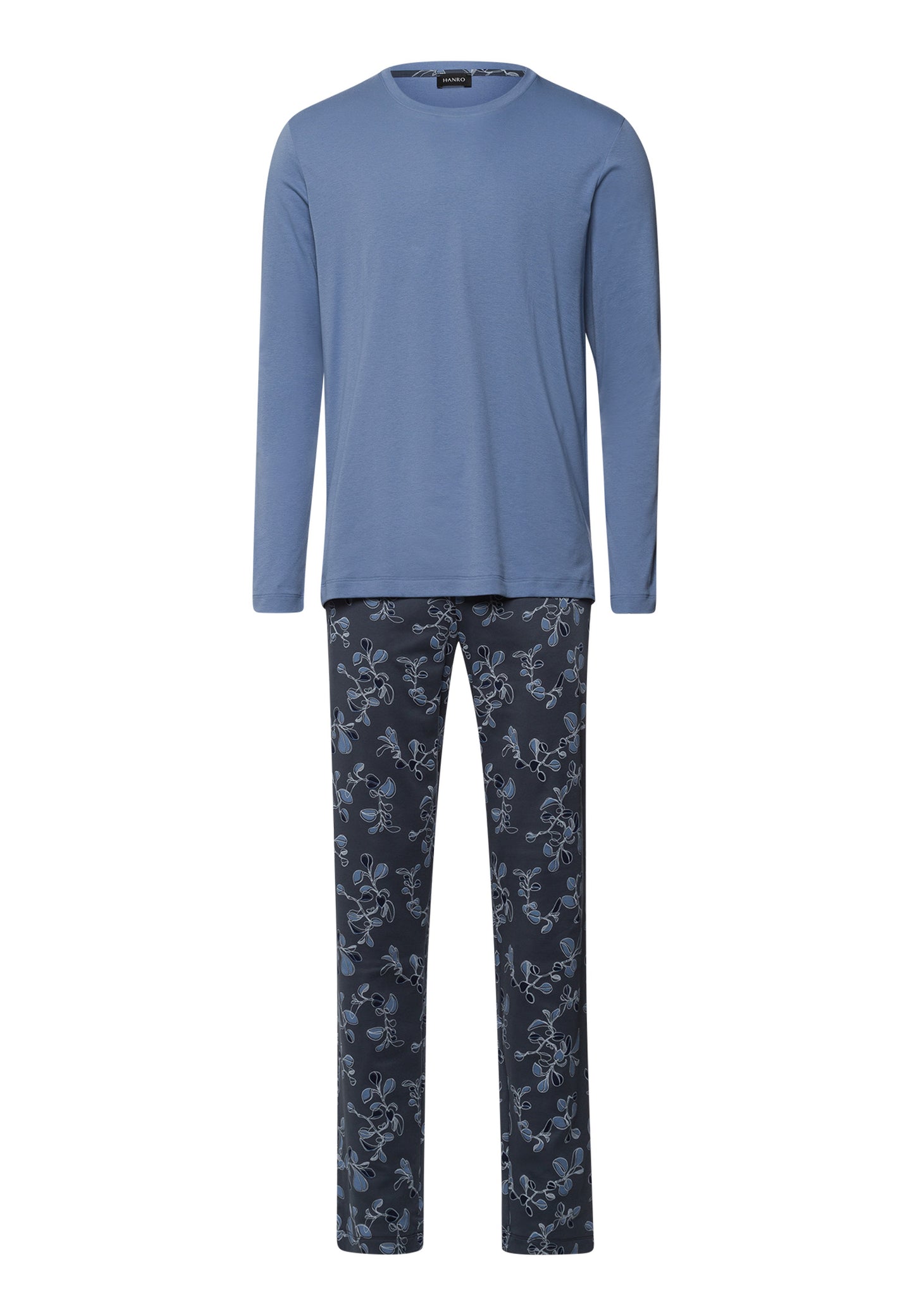 The Night & Day-L/Slv Pajama By Hanro in Aqua Ink Leaves