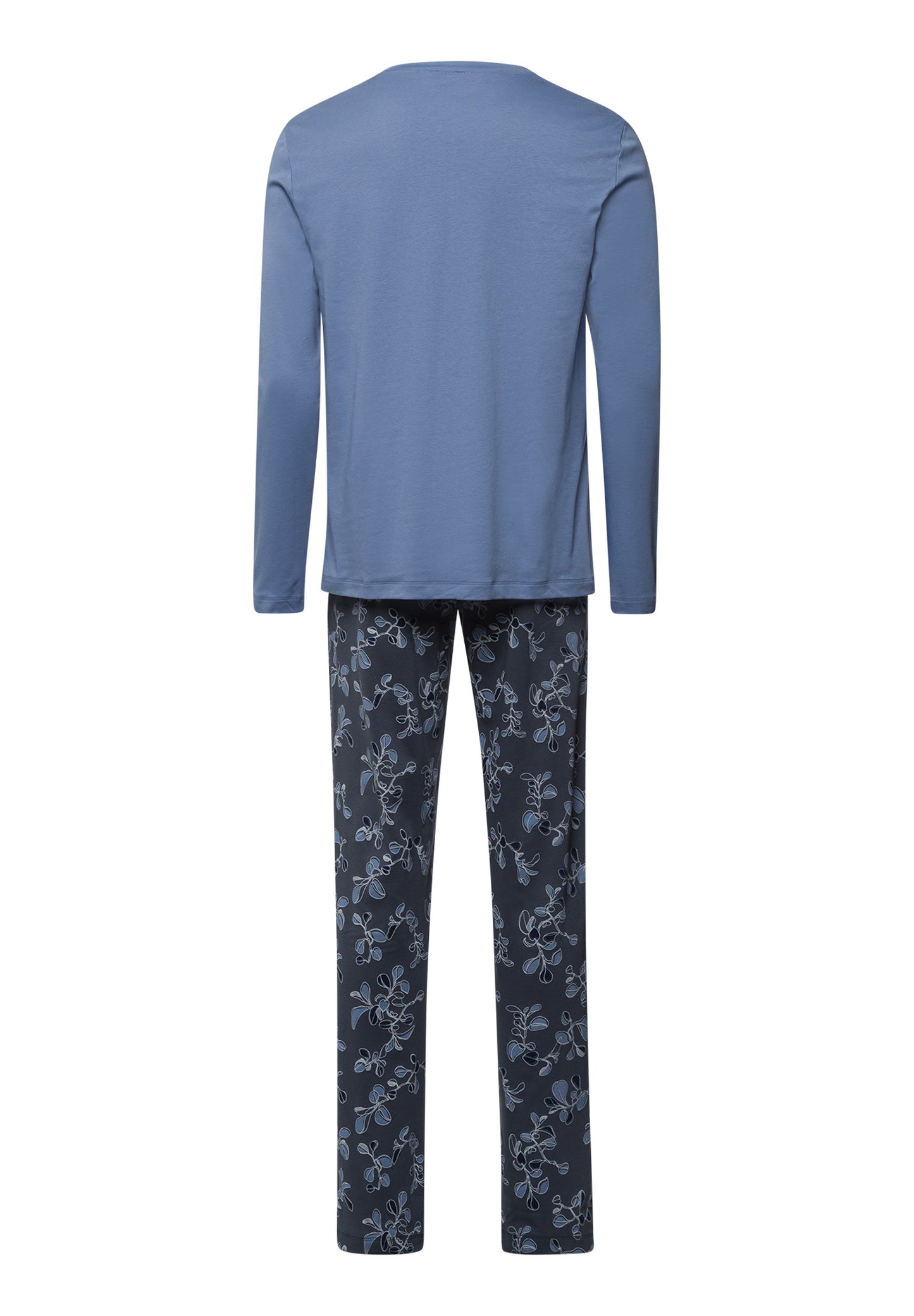 The Night & Day-L/Slv Pajama By Hanro in Aqua Ink Leaves