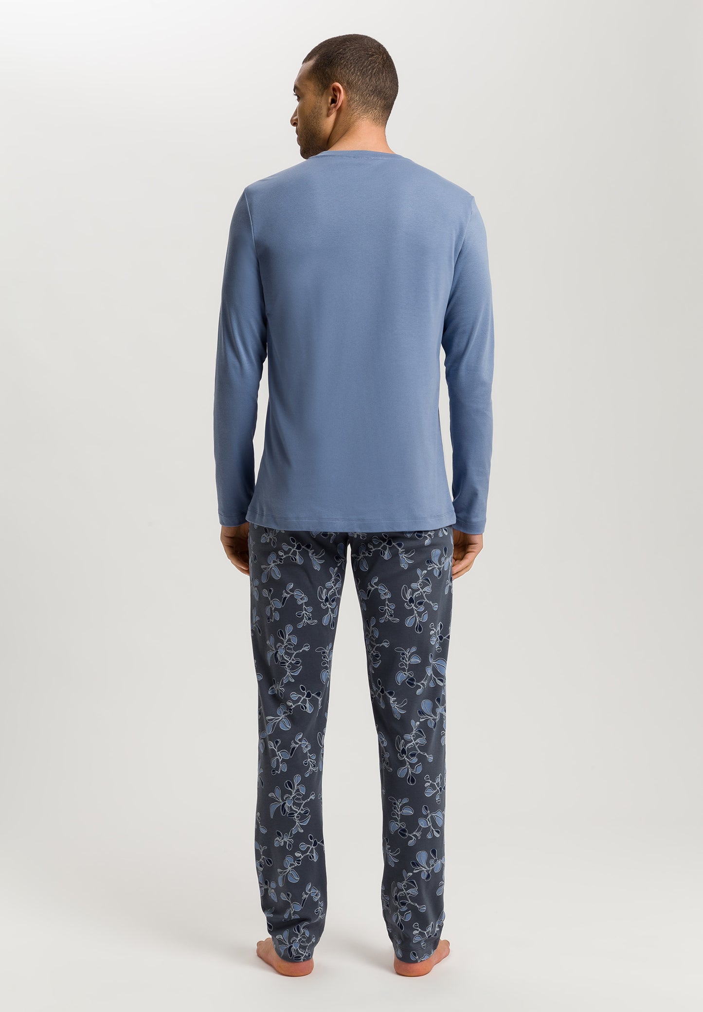 The Night & Day-L/Slv Pajama By Hanro in Aqua Ink Leaves
