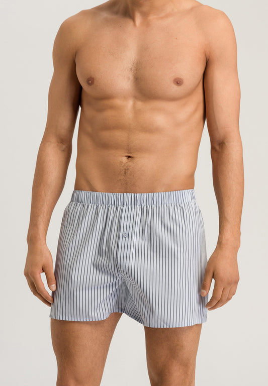 The Fancy Woven-Boxers By Hanro in Light Grey Stripe