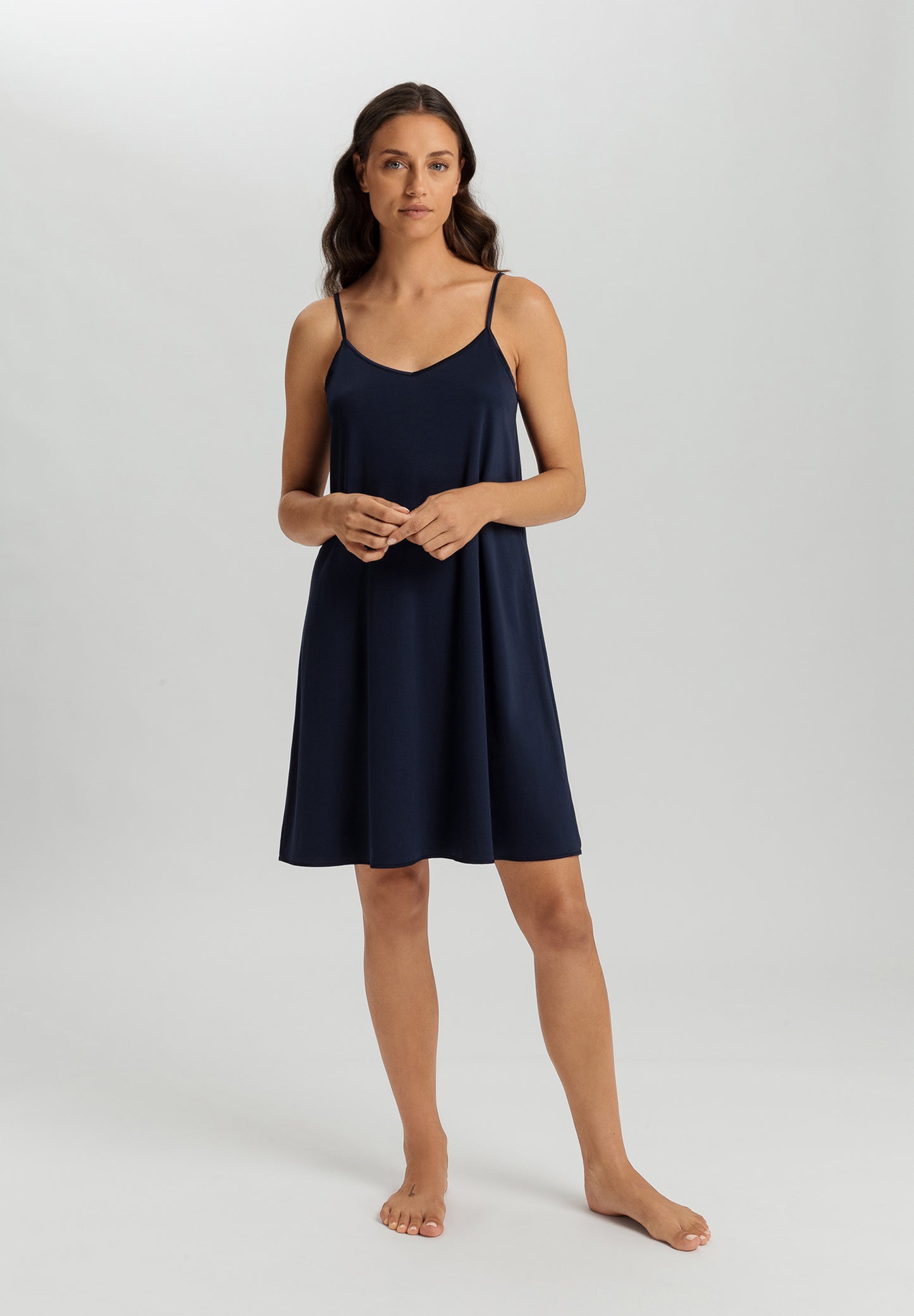 The Cotton Silk-Spaghetti Dress 95Cm By Hanro in Deep Navy