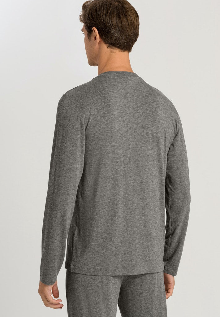 HANRO Mens Casuals Longsleeve V-Neck in stone melange