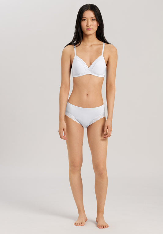 HANRO White Cotton Lace Midi Briefs