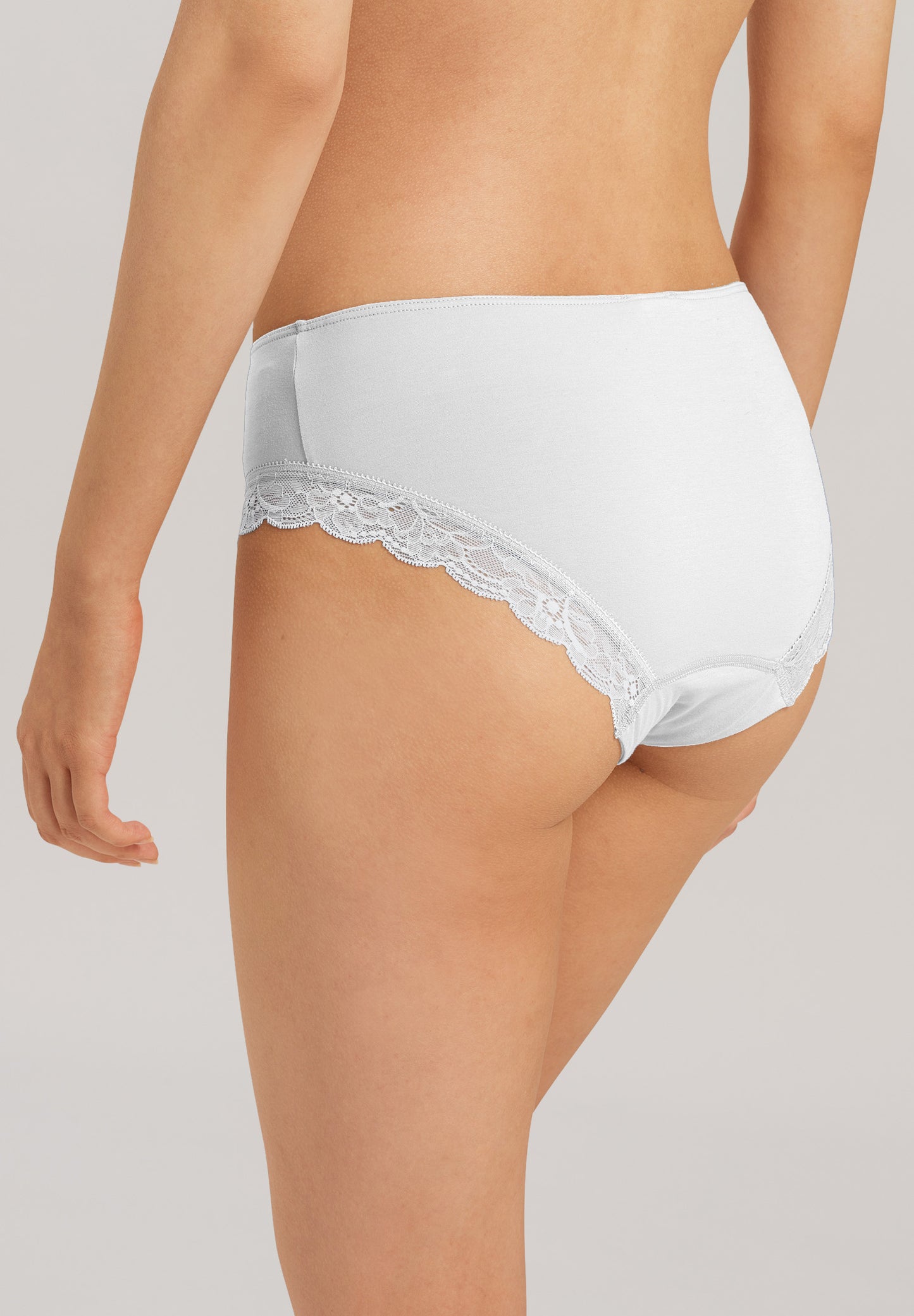 HANRO White Cotton Lace Midi Briefs