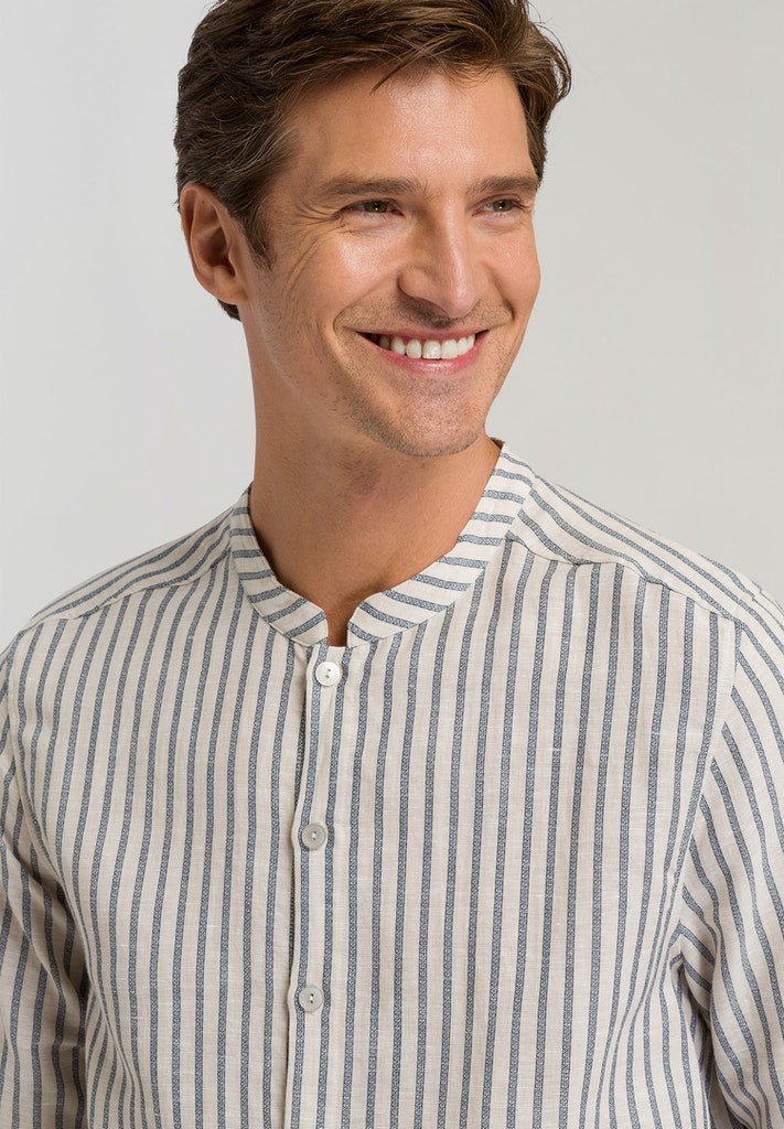 HANRO Linen Stripe Anteo Long Sleeve Shirt