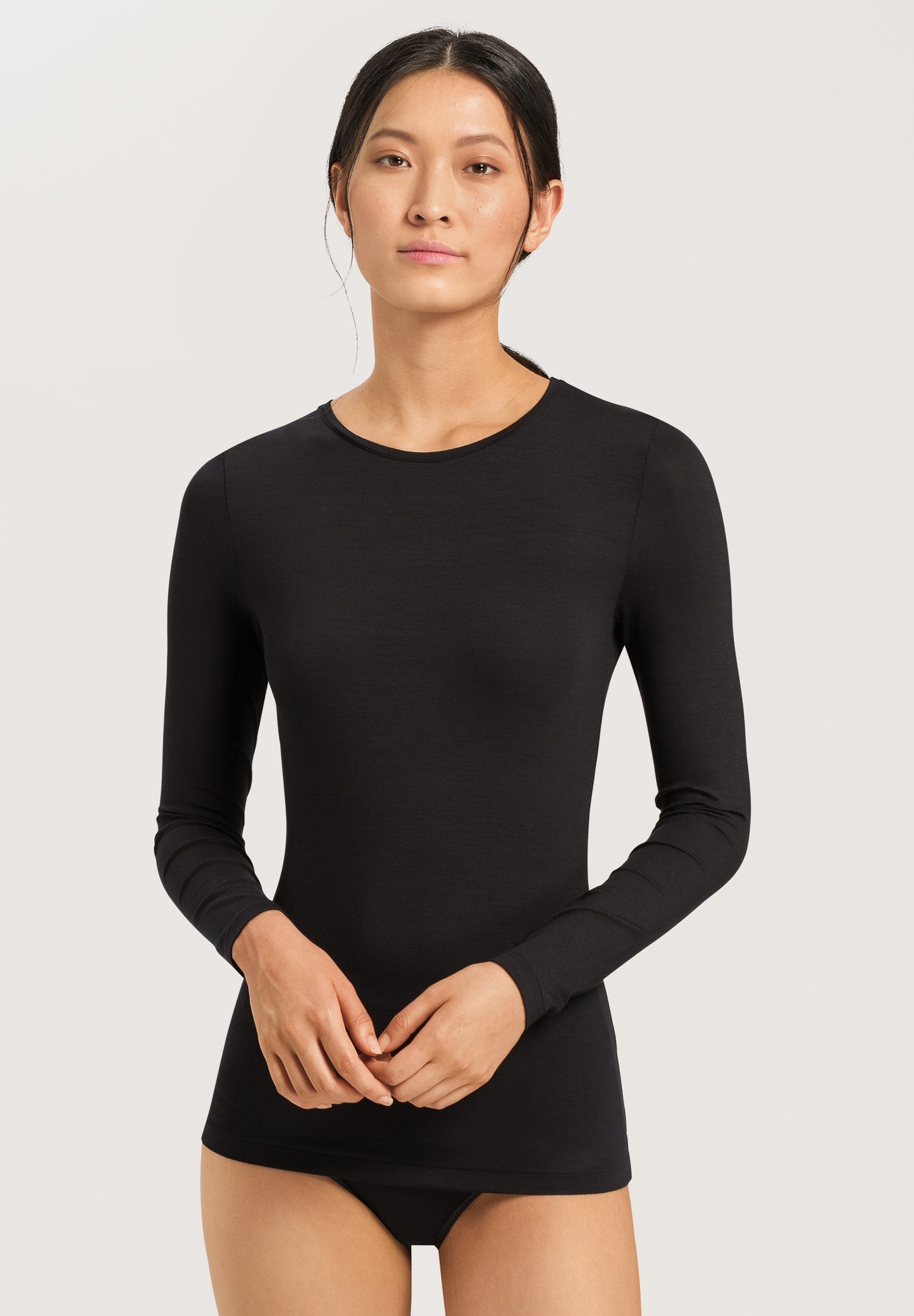 HANRO Black Soft Touch Long-Sleeve Shirt