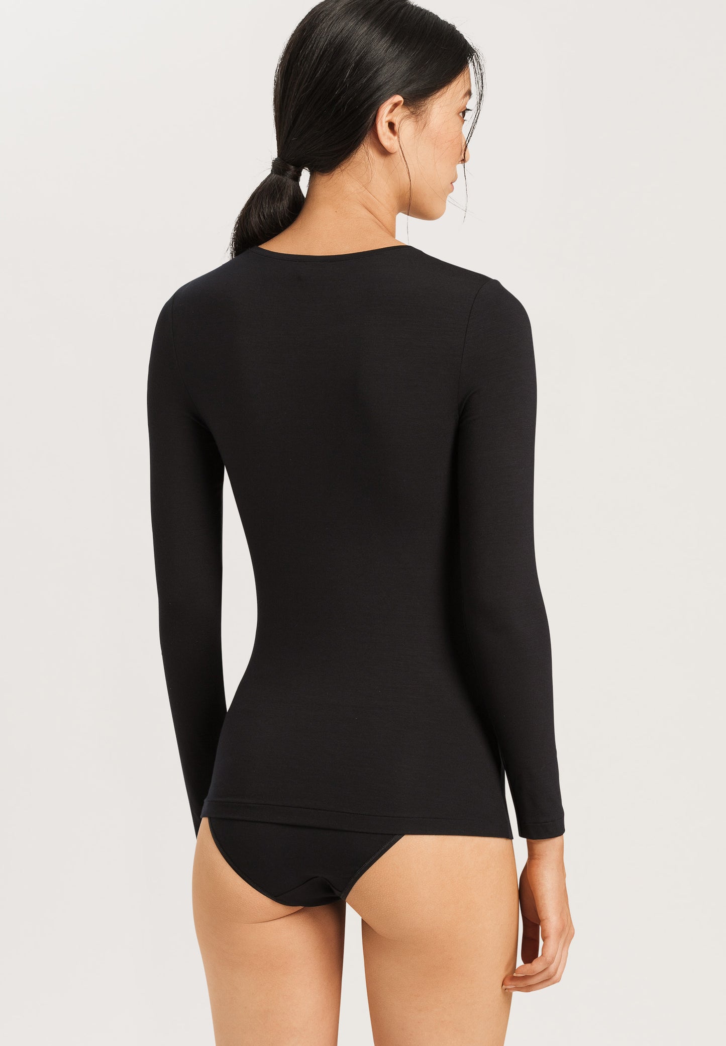 HANRO Black Soft Touch Long-Sleeve Shirt