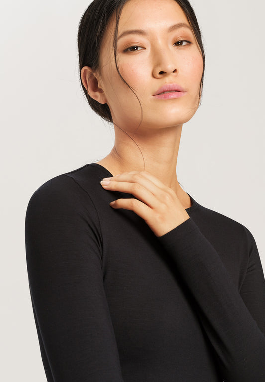 HANRO Black Soft Touch Long-Sleeve Shirt