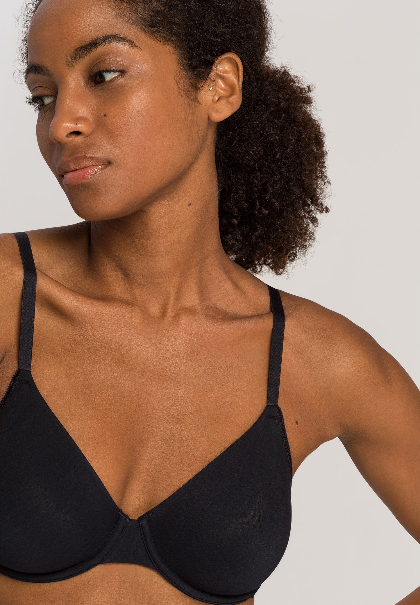 HANRO Black Cotton Sensation Underwire Bra