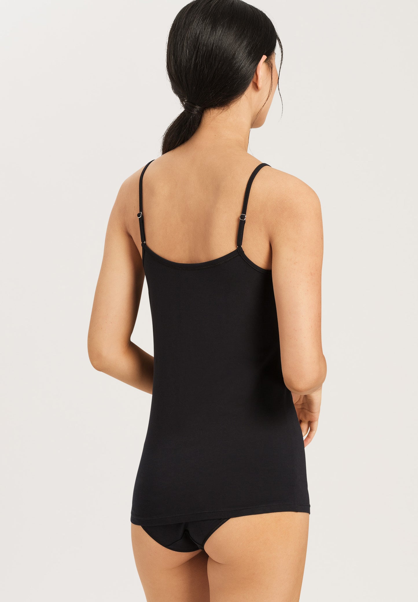 HANRO Black Cotton Sensation Spaghetti Top