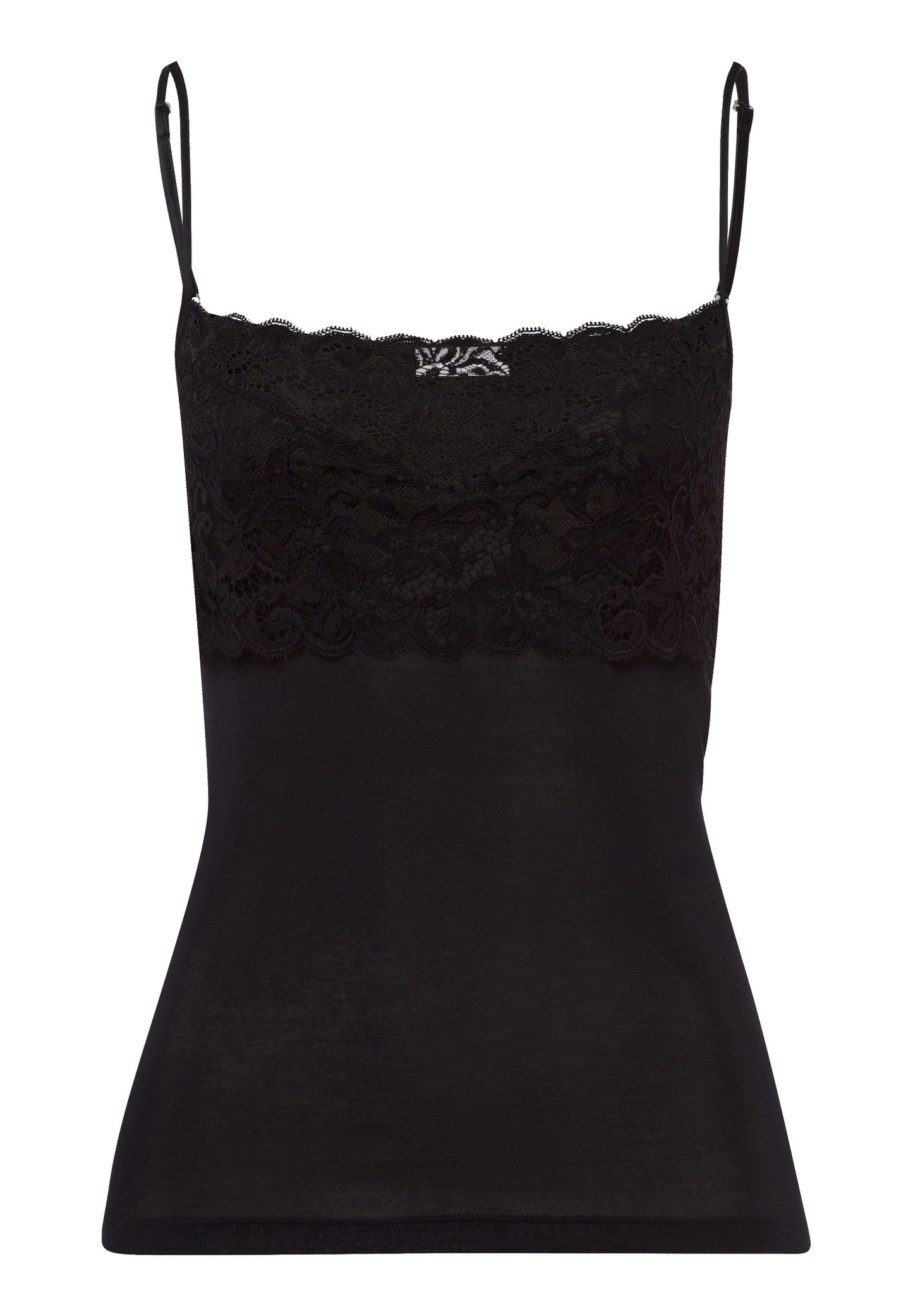 HANRO Black Moments Wide Lace Spaghetti Top
