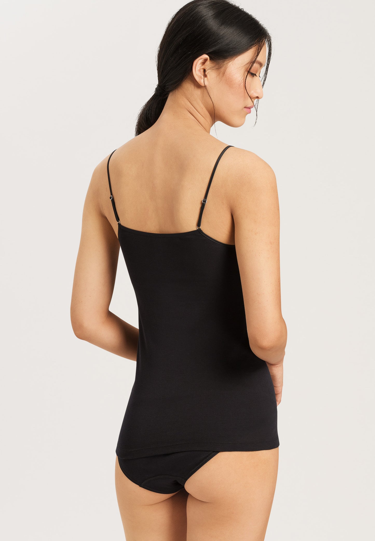 HANRO Black Moments Wide Lace Spaghetti Top
